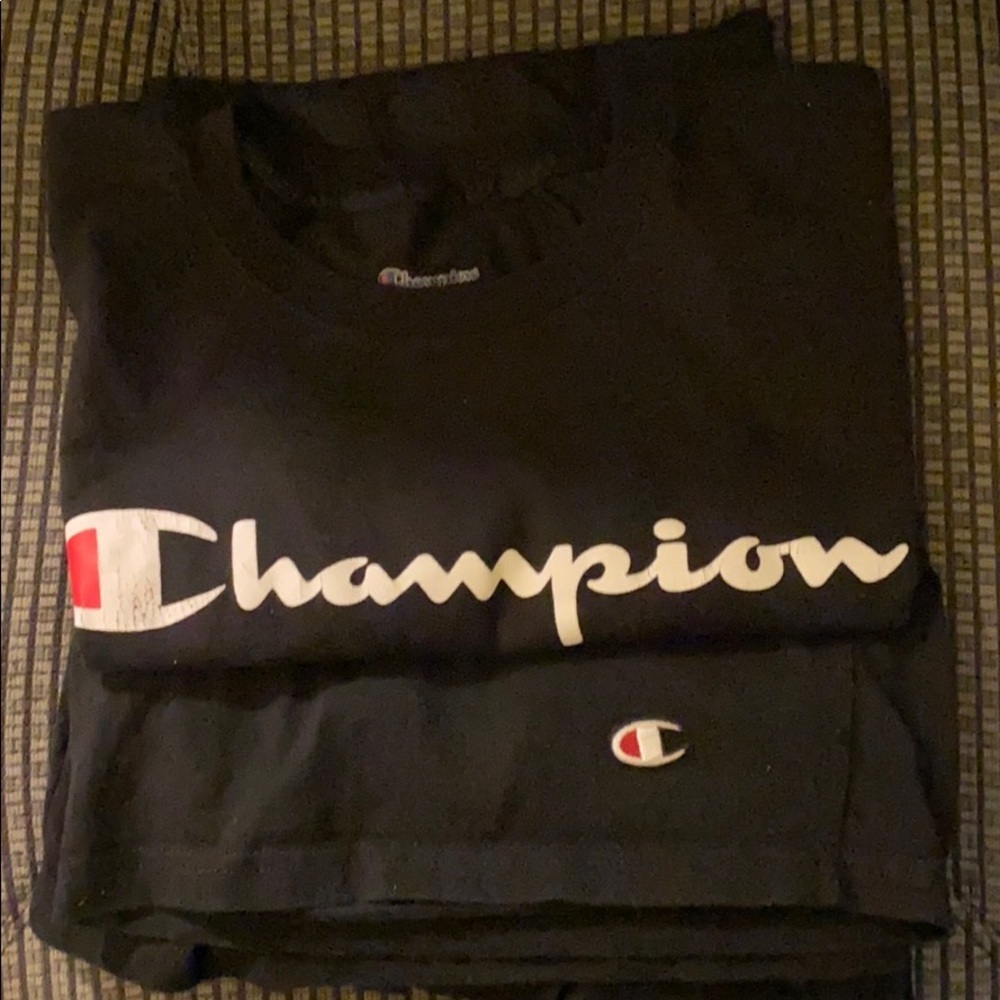 Champion Bundle Black Tee & Shorts Sz S & M